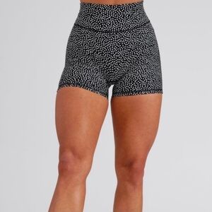 High Rise XS Bossy Print Shorts 6" Black White Polka Dot Gym Shorts